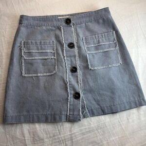 Magnolia South Altar'd State Grey Distressed Mini Skirt Utility Pockets Academia